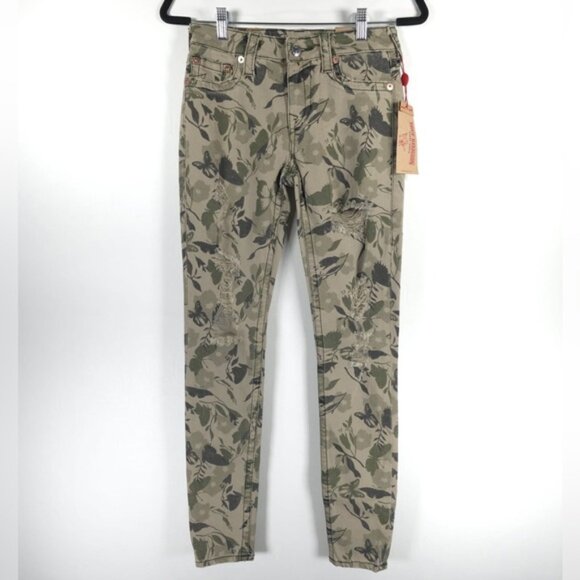NWT TRUE RELIGION GARDEN CAMO SUPER SKINNY Distressed‎ Mid Rise Jeans Size 27 - Picture 5 of 16